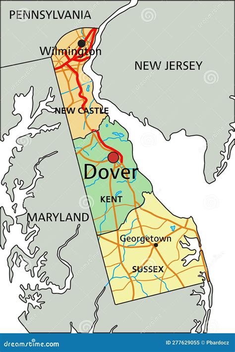 3d Political Map Of Delaware Royalty Free Stock Photo Cartoondealer