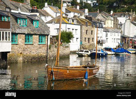 Traditional Fishing Village Polperro In Cornwall South West England