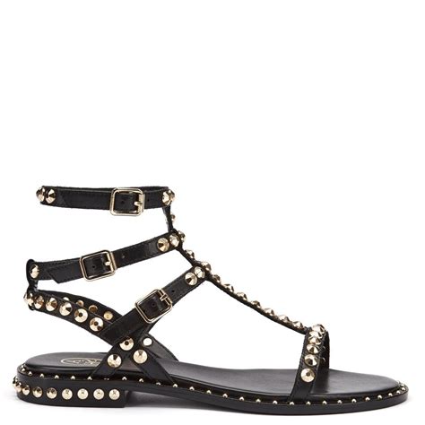 ash play sandals black leather strappy sandals official uk site