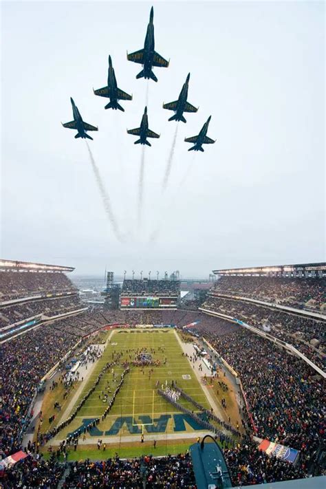 The Impressive Sight Of The Blue Angels Flyover At The Ncaa Army Navy