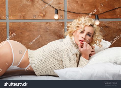 Sexy Blonde Woman On Bed Lingerie Stock Photo Shutterstock