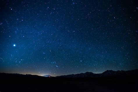 Space Landscape Silhouette Stars Night Hill Sky