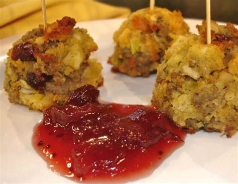 Sausage Stuffing Bites With Cranberry Dipping Sauce