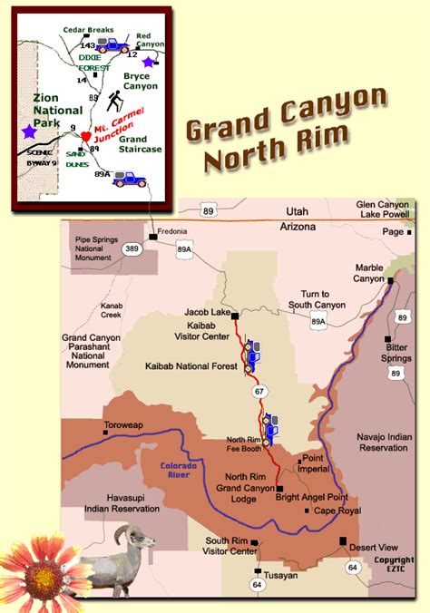 Images And Places Pictures And Info Grand Canyon Map Arizona