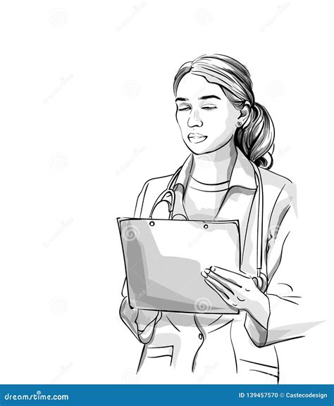 Woman Doctor Vector Sketch Storyboard Detailed Character Illustrations