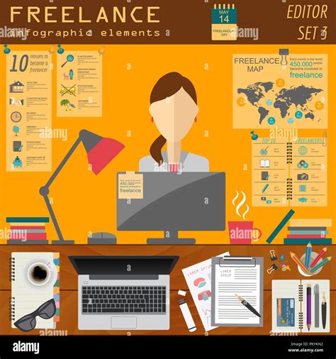 Freelance Infographic Template Set Elements For Creating You Own