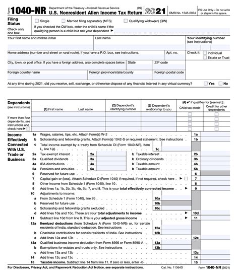 Form 1040 Nr Us Nonresident Alien Income Tax Return Explained