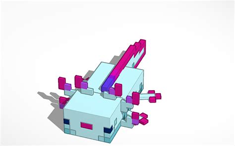 3d Design Cyan Axolotl Minecraft Tinkercad