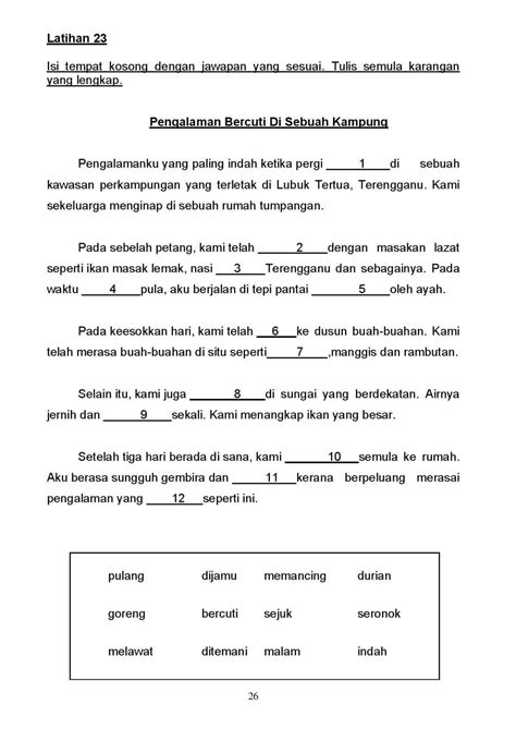 Latihan Karangan Bahasa Melayu Tahun Contoh Latihan K