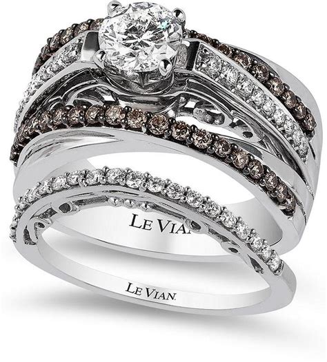 Le Vian Bridal Certified White And Chocolate Diamond Engagement Set In 14k White Gold 1 38 Ct Tw 