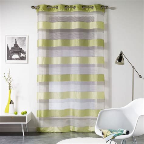 Alysee Striped Eyelet Voile Curtain Panel Lime Green Tonys Textiles