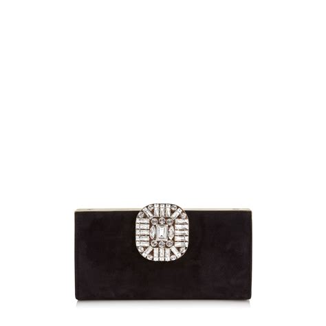 Black Suede Clutch Bag With Snap Closure Leonis Pre Fall 19 Jimmy