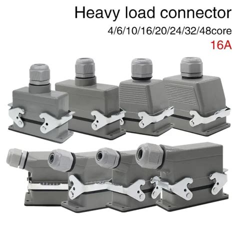 Heavy Duty Connector Rectangular Core Industrial Aviation Plug 16a Top And Side 2660 Picclick