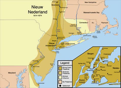 New Netherland Settlements And Areas Of Influence Map History