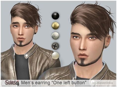 Severinkas Mens Earring One Left Button Men Earrings Sims Sims 4
