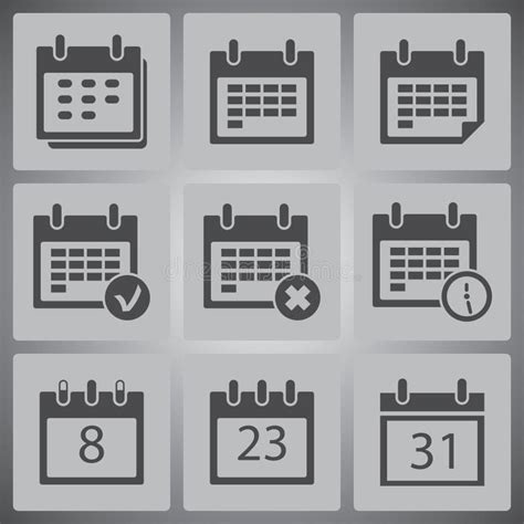 Vector Black Calendar Icons Set Stock Vector Illustration Of Date