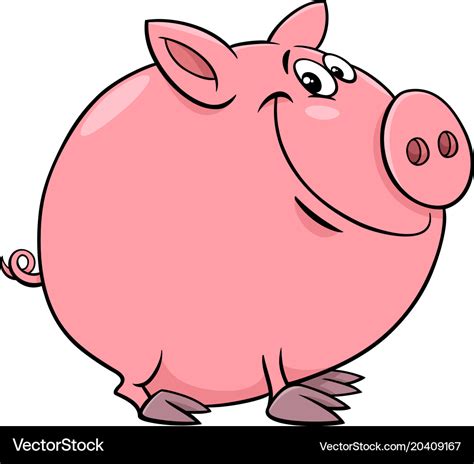 Funny Pig Character Cartoon Royalty Free Vector Image