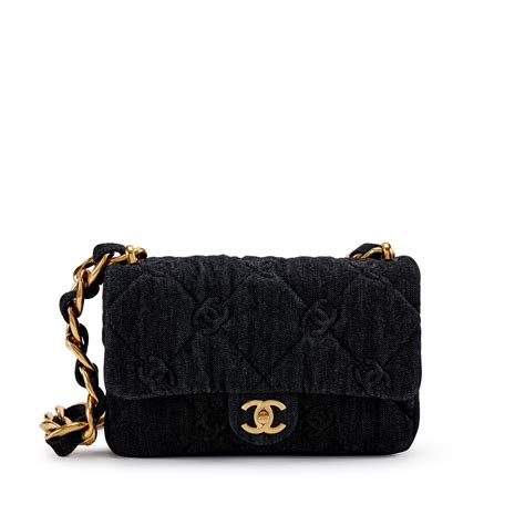 Chanel Rare Vintage Small Denim Quilted Classic Flap Bag