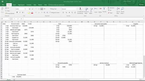 How To Make General Ledger Accounts In Excel T Accounts Youtube