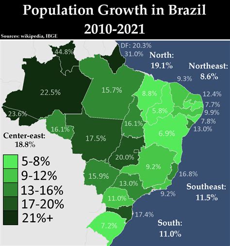 Population Growth In Brazil From 2010 To 2021 By Maps On The Web