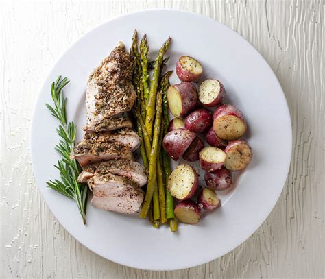 Let pork stand 5 minutes. Roasted Pork Tenderloin with Redskin Potatoes and ...