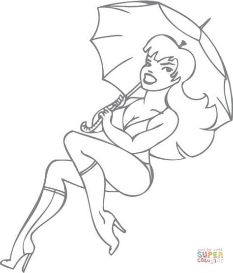 Pin Up Sexy Girl Coloring Home