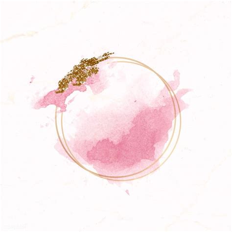 Download Premium Vector Of Gold Round Frame On Pink Watercolor