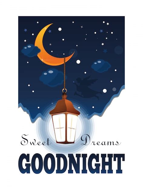 Premium Vector Goodnight Poster Sweet Dreams Moon And Stars In The