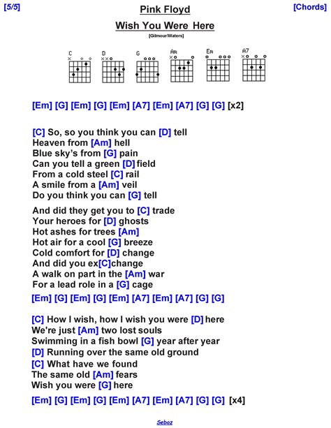 Pink Floyd Wish You Were Here Guitar Lessons Songs Guitar Chords