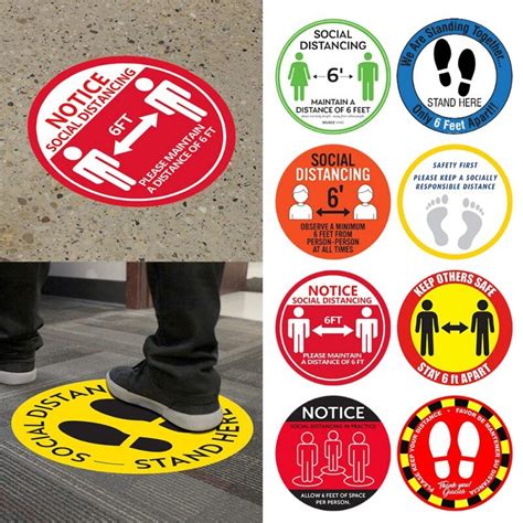 Social Distancing Floor Decals Safety Floor Sign Marker Poster Maintain