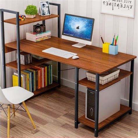 Metro manila, philippines cherry ann tuazon. Computer Study Table with 4 Shelves Steel Frame Wood Desk ...