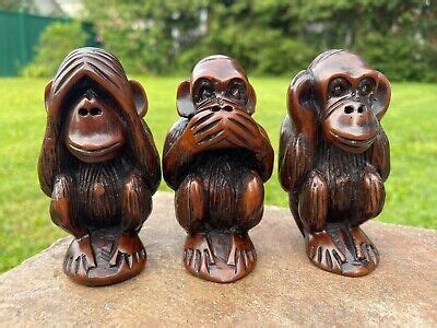 See Hear Speak No Evil Vintage Three Wise Monkeys Brass Ashtray