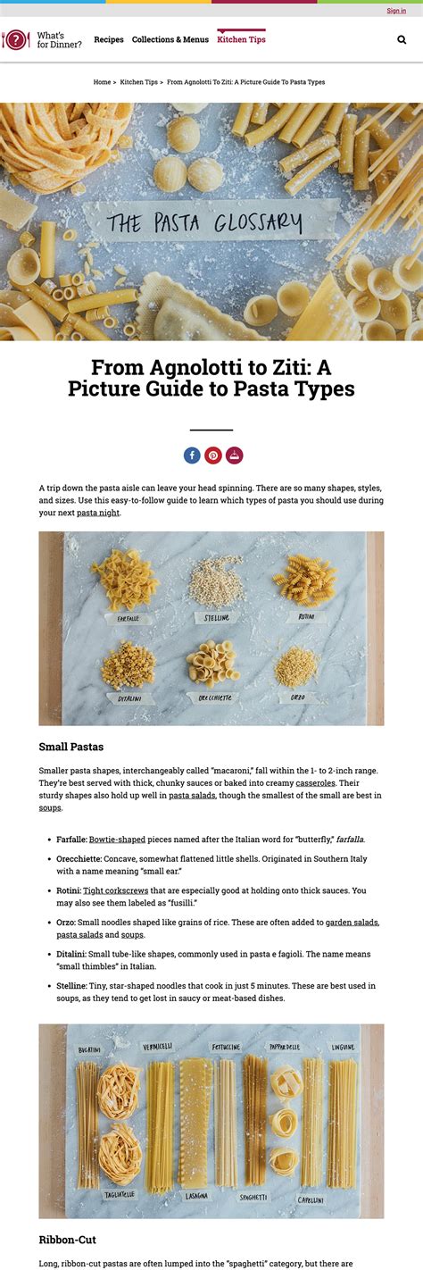 Article From Agnolotti To Ziti A Picture Guide To Pasta Types Dish