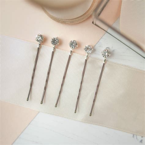 Set Of Five Diamante Bobby Pins By A Beautiful Storm