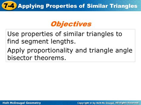 Objectives Use Properties Of Similar Triangles To Find Segment Lengths