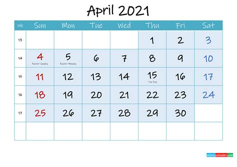 April 2021 Free Printable Calendar With Holidays Template Ink21m148