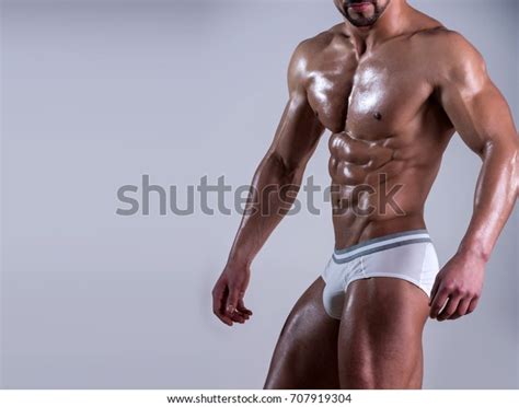 Sexy Male Model After Workout In Underwear Half Naked Sexy Body Of Muscular Athletic Sportsman