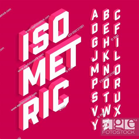 Isometric 3d Font Three Dimensional Alphabet Letters Stock Vector