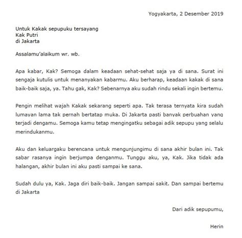 Contoh Surat Pribadi untuk Kakak  RUANGSIPIL