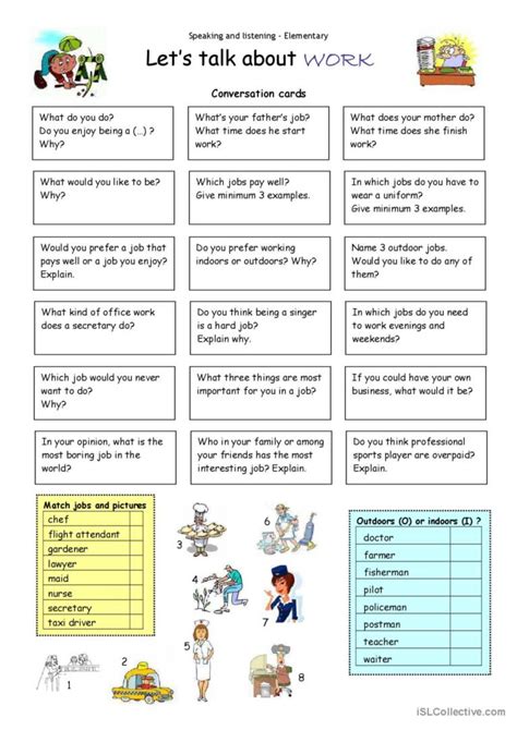 Let´s Talk About Work English Esl Worksheets Pdf And Doc