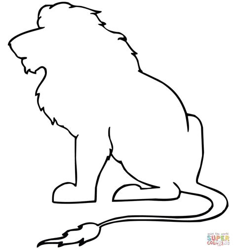 Sitting Lion Outline Coloring Page Free Printable Coloring Pages