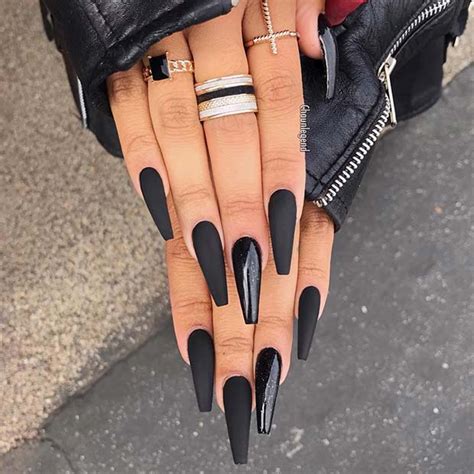 Bold And Edgy Black Coffin Nails Stayglam