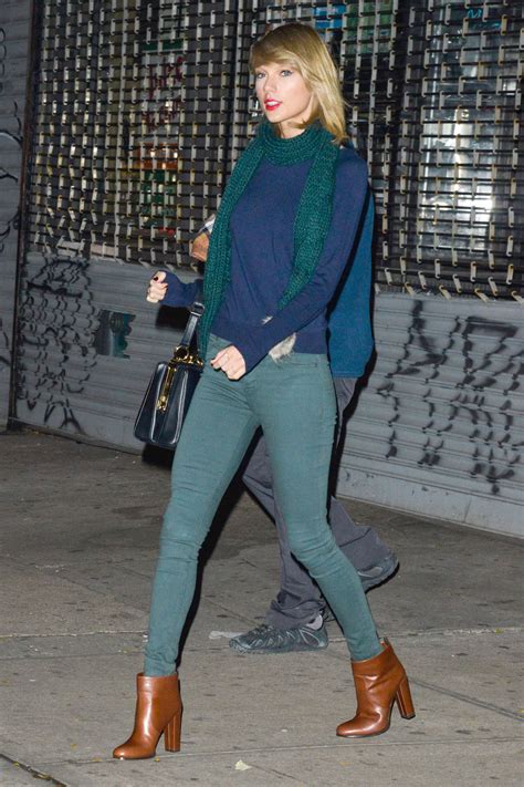 I think the reason a lot of celebrities feel insecure and want to stop eating altogether is because they see so many pictures of themselves. Taylor Swift in Green Tight Jeans -02 - GotCeleb