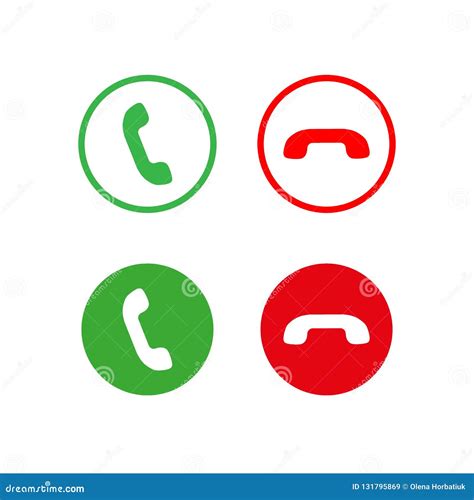 Phone Call Vector Icon Style Is Flat Rounded Symbol Red And Green