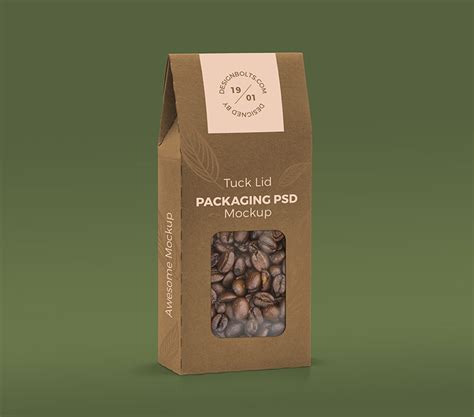 Download Free Tuck Lid Window Box Packaging Mockup PSD - Designbolts