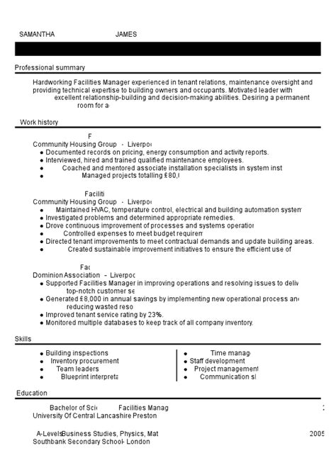 Facilities Manager Cv Templates Examples And Tips Myperfectcv