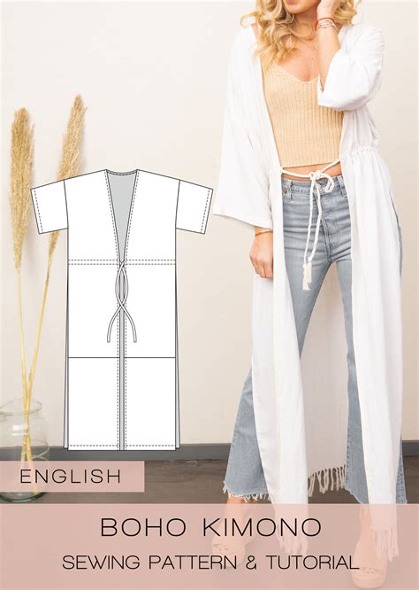 Boho Kimono Cardigan Sewing Pattern And Tutorial English Make It Yours