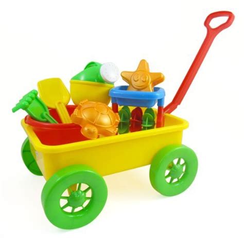 Beach Wagon Toy Set For Kids With Sand Wheel Bucket Shovel Rake
