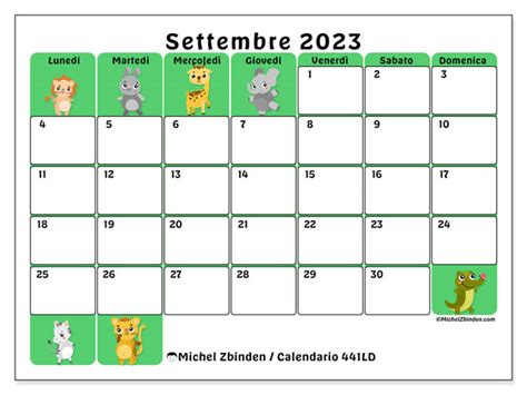 Calendario Settembre 2023 Da Stampare “441ld” Michel Zbinden Ch