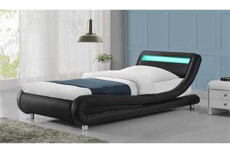 Sleep Design Barcelona 3ft Single Black Faux Leather Bed Frame With Led